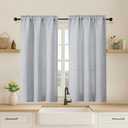 OVZME Grey Cafe Curtains 45 Inch Length 2 Panels, Thick Textured Kitchen Door Curtains, Semi Privacy Light Filtering Half Short Bedroom Curtains for Small Window Living Room Dining, 2x30Wx45L