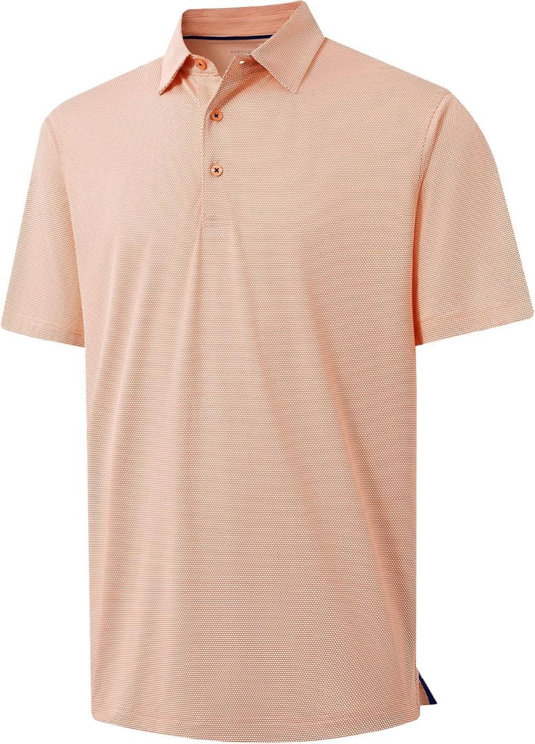 M MAELREG Golf Shirts for Men Dry fit Sports Jacquard Lightweight Performance Texture Short Sleeve Collared Polo Shirts (M)