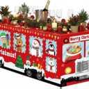 Peryiter Christmas Rectangle Fitted Tablecloth Santa Claus Bus Washable Xmas Table Cover Polyester Reusable Rectangular Tablecloth for Christmas Winter Holiday Party Decoration Dining Supply