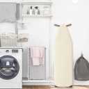 BNDX Ironing Board Cover, 18" x 49" Standard Size Thick Padding with Bongee Cord, Stain Resistant & Durable Scorch, 2 Click Buckles for Smooth Iron Beige Natural Twill(Bonus Plastic Bag Holder)