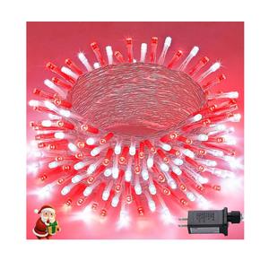 JMEXSUSS Connectable Red and White Christmas Lights, 8 Modes 100 LED Twinkle String Lights Indoor, Clear Wire Plug-in Christmas String Lights Outdoor Waterproof