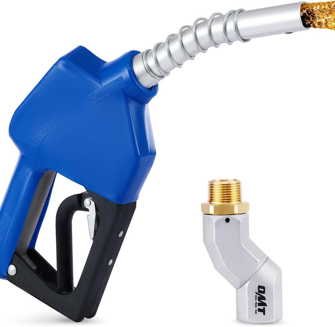 ORION MOTOR TECH Automatic Fuel Nozzle Kit, 3/4" NPT Auto Shut Off Fuel Nozzle with 360 Hose Swivel, Gas Fuel Transfer Refilling Nozzle with 13/16" Spout 16 gpm Flow Rate for Gasoline Diesel Kerosene