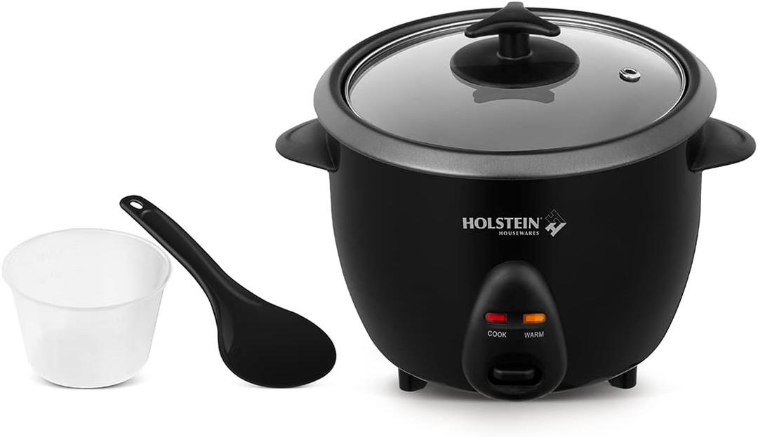 Holstein Housewares 16-Cup Cooked (8-Cup Uncooked) Rice Cooker, Black  One-Touch Operation with Cook & Keep Warm Functions, Perfect for Rice, Quinoa, Oatmeal, Stews & Grains