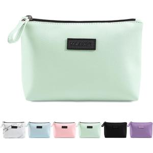 Cosmetic Bags for Women Small Makeup Bag for Purse Pu Leather Makeup Pouch Travel Makeup Bag with Zipper Make Up Bag for Travelling (Green)