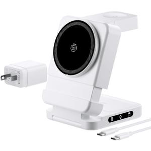 Wireless Charger for Magnetic, AC Island 5-in-1 Portable Travel Charging Station, 15W Max Fast Foldable Magnetic Stand, Evolved for iPhone 16
