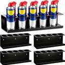 4 Pack Wall-Mounted Spray Bottle Holder, Heavy-Duty Steel Black Aerosol Can Storage Rack with 20 Holes, Spray Paint Can Organizer for Garage, Shop, Home, Tool Trailer & Service Truck