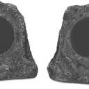Victrola Outdoor Rock Speaker (Pair)  IPX4 Rechargeable Outdoor Bluetooth Speakers for Garden, Patio, Built for All Seasons, Wireless Music Streaming (Charcoal)