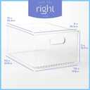 Plastic Food Storage 1 Pack Clear Container Bin with Handles for Organizing Kitchen, Pantry, Refrigerator, Freezer, Pantry, Cabinet, Closet, Bathroom 10”x8”x5”