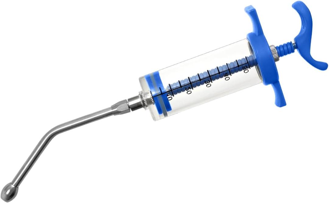 50ml Reusable Feeding Syringe - Drench Gun,Adjustable Medicine Doser with 1 Nozzles, Suitable for Small Animals, Newborn Pets, Goats, Lambs, Pigs, Dogs, Cats, Birds