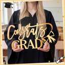 Geetery Class of 2026 Graduation Wooden Sign 2026 Congrats Grad Door Sign Graduation Party Decorations with Cap Cutout Congratulations Grad Photo Booth Prop for Front Door Wall Porch Decor(Gold)