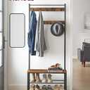 VASAGLE Coat Rack, Hall Tree with Shoe Storage Bench, Entryway Bench with Shoe Storage, 3-in-1, Steel Frame, for Entryway, 12.6 x 27.6 x 68.9 Inches, Industrial, Rustic Brown and Black UHSR41BX