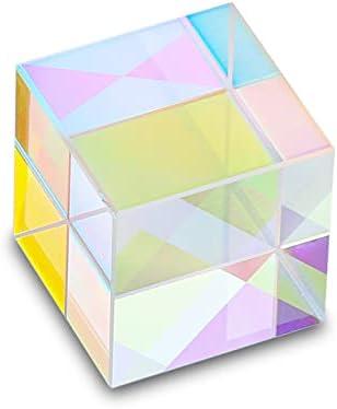 HDCRYSTALGIFTS 25mm Optical Glass X-Cube Prism RGB Dispersion Prism Physics and Decoration Light Spectrum Educational Model Photography Props