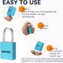 SEPOX Trinity Out-Door Padlock Key-Alike Water-Proof Solid-Aluminum, 1.5" 38mm Heavy-Duty Pack of 3 Pcs RGB Locks with Brass Cylinder Long-Shackle for Boat, Fishing, Marine, Fence, Safety Lock