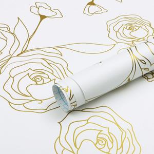 Safiyya 196"x17.3" Peel and Stick Wallpaper Gold and White Contact Paper Floral Wallpaper Self Adhesive Removable Wallpaper for Bedroom Covering Vinyl Rolls