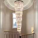 Wellmet Black Crystal Chandelier for High Ceilings, 82 Inch Long Modern Black Crystal Raindrop Chandeliers Hanging Lighting Fixture, Round Ceiling Light for Foyer Entryway Staircase Living Room