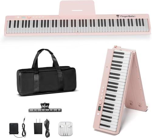 FingerBallet Portable Piano Keyboard, Semi-Weighted Folding Digital Piano 88 Key, Full Size, Wood Grain, Electric Piano Keyboard w/MIDI Bluetooth, Suitable for Adult, Toddler