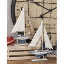 Yesayi Wood Handmade Sail Boat Decorative White Sculpture Set (Set of 2)