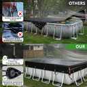 QH.HOME 8x16ft Rectangular Pool Cover,[Ultimate Windproof & Tear-Resistant Fabric],Snug Fit with Patented Ratchet & Weight Rings,Solar Pool Cover for Above Ground Pools, Blocks Leaves &Waterproof