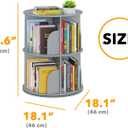 SpaceAid 2 Tier Rotating Bookshelf Tower, Spinning Bookcase Lazy Susan, Revolving 360 Book Shelf Storage Round Carousel, Vertical Rotate Turning Spiral Corner Organizer, Gray, 2 Tier, 25.6" H