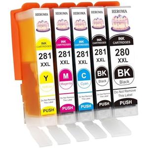 HEROMA PGI-280XXL CLI-281XXL 280XL 281XL Ink Cartridges Replacement for Canon PIXMA TS702 TS702a TR8620 TR8620a TR7520 TS6320 TS9520a Printers