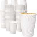 12 oz Coffee Cups 120 Pack, Disposable Coffee Cups 12 oz Paper Cups - Insulated Paper Coffee Cups Fancy Hot Cup for Hot/Cold Drinks, Wedding/Baby Shower/Office, White