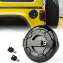 Xprite Locking Gas Tank Cap Cover Compatible with Jeep Wrangler 2018-2025 JL & JLU 2/4 Door Unlimited, Off-Road Aluminum Lock Fuel Filler Door Cover, Wheel Pattern (With Key Latch)