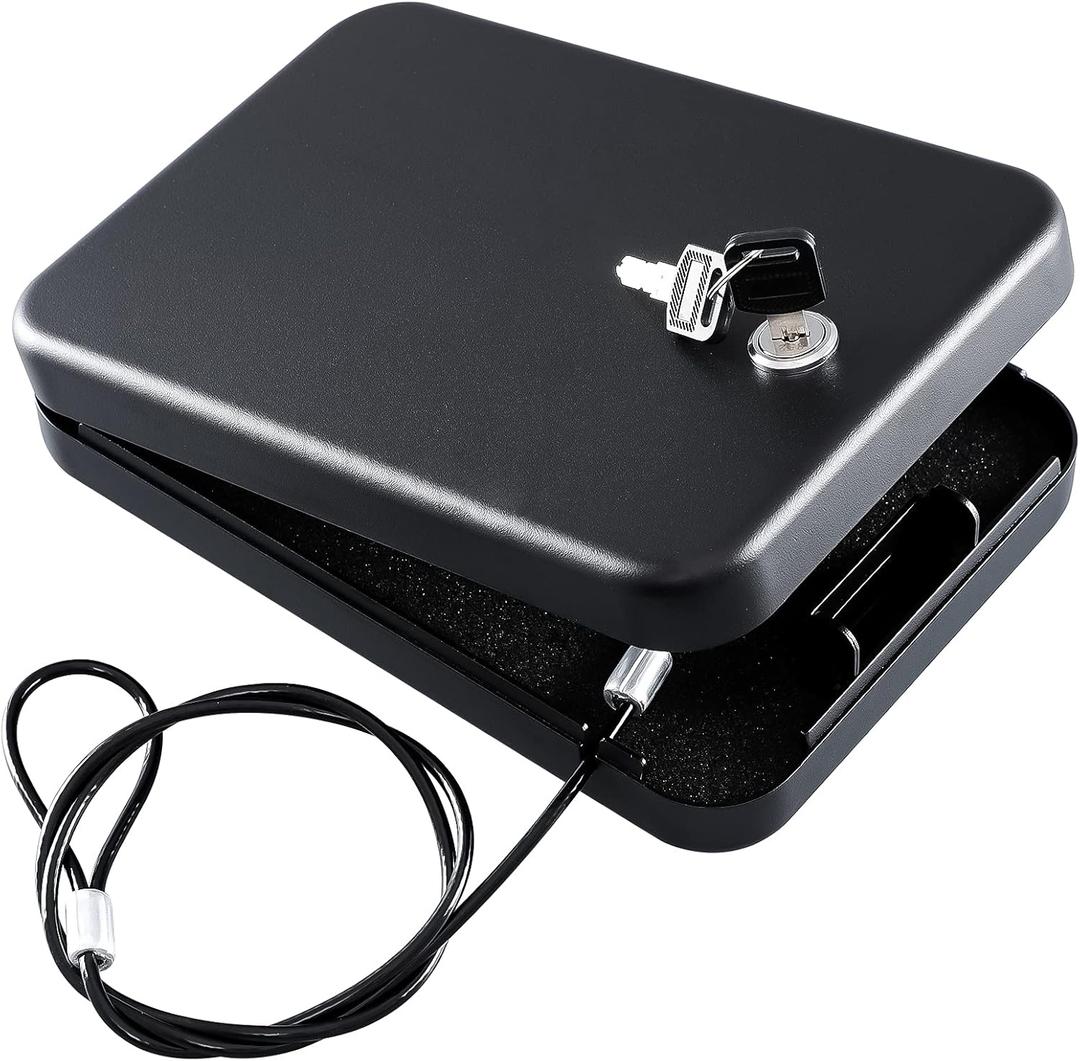 Dalmbox Gun Safe for Pistols Small Handgun Lock Box with Combination Lock Portable Travel Pistol Safe for Car, Home, Travel (Black)