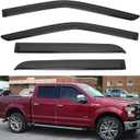 4pcs Front+Rear Smoke Tint Sun/Rain Guard Outside Mount Tape-On Vent Window Visors Compatible with 15-24 F150 17-24 F250/F350/F450/F550 Super Duty Crew (Supercrew) Cab with 4 Full Size Doors