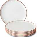 Mora Ceramic Dinner Plates Set of 6, 10 inch Dish Set - Microwave, Oven, and Dishwasher Safe, Scratch Resistant, Modern Rustic Dinnerware- Kitchen Porcelain Serving Dishes - Vanilla White