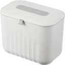 uxcell Kitchen Compost Bin Hanging Small Trash Can, 7L/1.8Gallon Plastic Trash Can with Lid, Suitable for Countertop, Under Sink or Wall Mounted, White