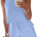 Dokotoo Womens Summer Jumpsuits 2026 Casual Ruffle Chiffon Sleeveless Rompers (Small)