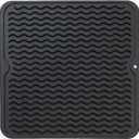 Silicone Dish Drying Mat for Multiple Usage,Easy clean,Eco-friendly,Heat-resistant Silicone Mat for Kitchen Counter or Sink,Refrigerator or Drawer liner Black M 12 inches x 12 inches