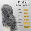 Fencca Silver Grey Wigs For White Women 20 Inch Medium-length Wavy Layered Salt Pepper Wig With Synthetic Highlight Grey Shaggy Wigs For Daily Party Use