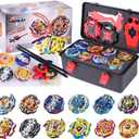 Battling Top Burst Gyro Toy Set 12 Spinning Tops 3 Launchers 1 Grip Toy Combat Battling Game with Portable Storage Box Gift for Kids Children Boy and Girl Ages 6+
