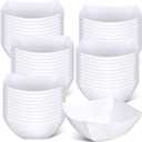 Tanlade 50 Pcs White Serving Bowls 16 oz Square Plastic Bowls Disposable Snack Salad Dishes Small Party Candy Bar Containers Taco Bar Serving Dishes for Buffet Chips Fruit