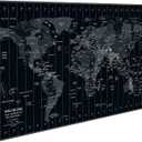 JIALONG Large Gaming Mouse Pad Extended Desk Mat XXL Mousepad with Non-Slip Keyboard Pad for Office Laptop, Computer and PC - 35.4 x 15.7 inches World Map