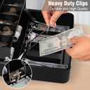 KYODOLED Locking Cash Box with Top Lock,Money Box with Cash Tray,4 Bill/5 Coin Slots,Lock Safe Box with Key,Money Saving Organizer,11.81Lx 9.45Wx 3.54H Inches,Black XL Large