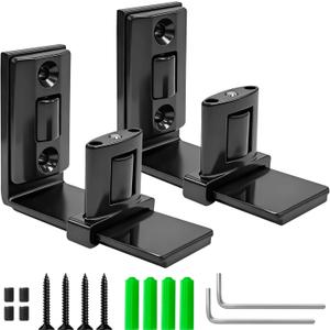 Sliding Barn Door Bottom Floor Guide,Wall Mount Barn Door Floor Guide,Adjustable U Shape Flexible Flush Design-Black(2 Pack)