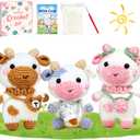 MAGIMUSE Crochet Kit for Beginners, Crochet Starter Kits for Adults w Step-by-Step Video Tutorials, Amigurumi Craft DIY Knitting Supplies, Crocheting Animals Kits, 3 Pcs Cow (40%+ Yarn)