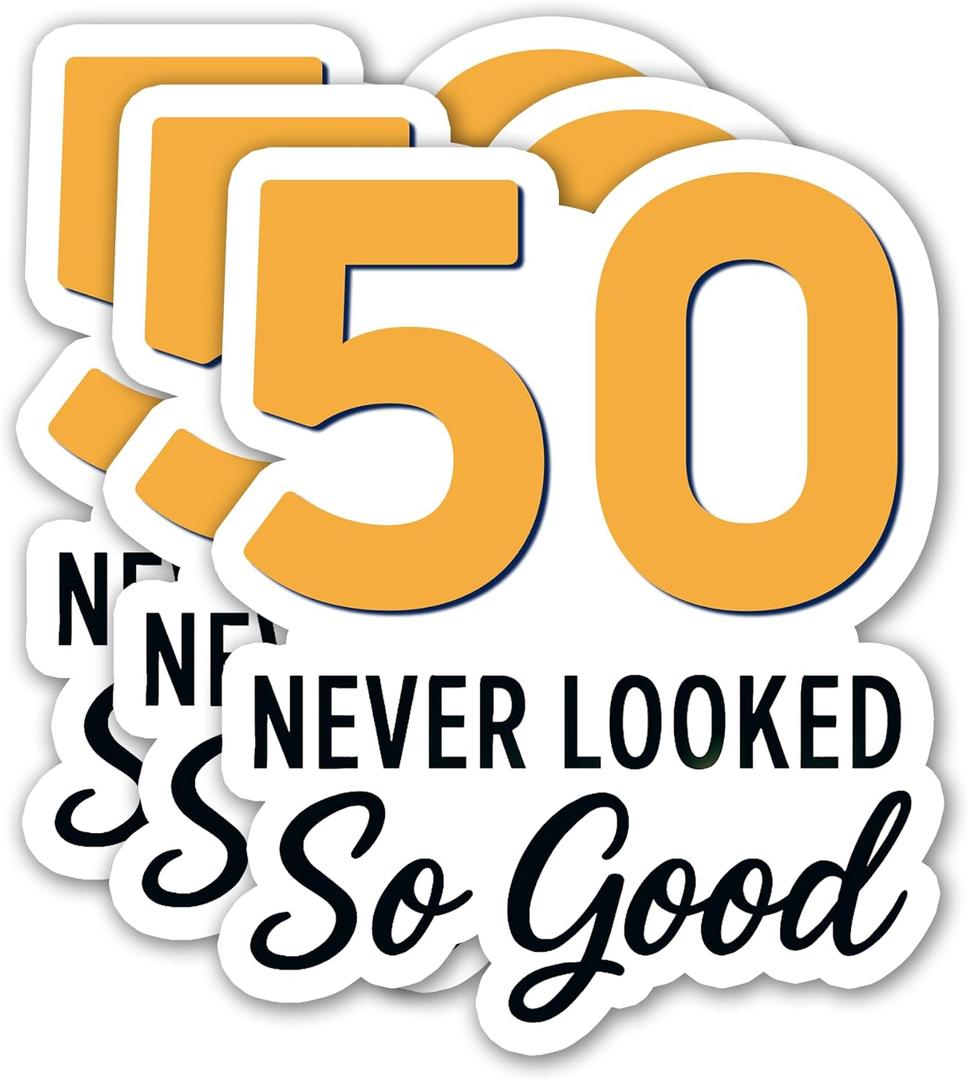 (3PCS) 50 Never Looked So Good Sticker  Happy 50 th Birthday, Waterproof Vinyl Decals for Party Decor, Scrapbooking, Water Bottles, Laptops, Size 3" x 2.5"