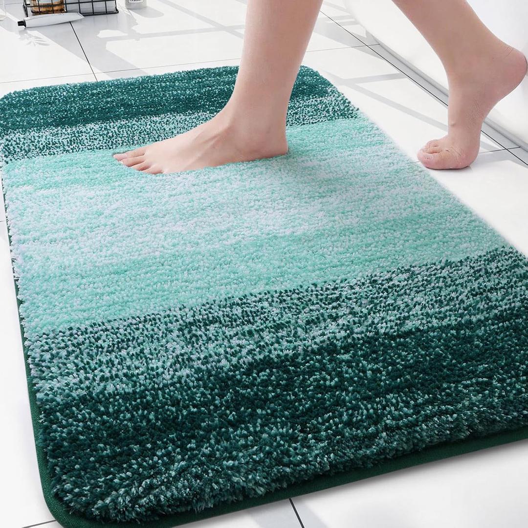 Arotive Microfiber Bathroom Rugs, Shaggy Soft and Absorbent Bath Rug, Non-Slip, Thick Plush Machine Washable Dry Bath Mats for Bathroom, Tub and Shower, 30x20, Dark Green, Rectangular