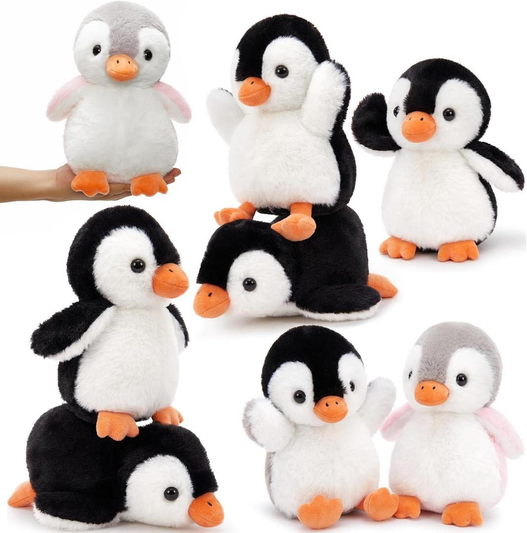 MaoGoLan 8 Pack Christmas Penguin Plush Toys 10 inch Arctic Stuffed Animals Bulk Stuffed Penguin Party Favors Classroom Decorations Valentine's Day Birthday Gifts for Kids Girls Boys