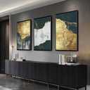 Wall Art for Living Room 3 Piece Large Modern Wall Decor with Abstract Paintings Gold Foil Artwork for Walls 24x36 Inch Framed Wall Art for Bedroom Hallway Office Home Entryway, 24" W x 36" H x 3Pcs