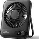 WHATOOK Small Desk Fan Personal Fans: 5000mah 25 Hours Battery Office Quiet Mini Desktop Fan Portable Rechargeable Travel Essentials (Black, 5000 mAh)