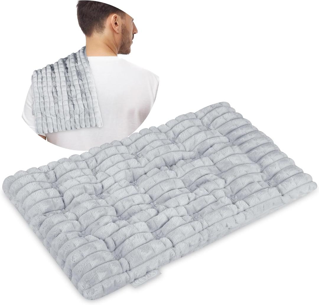 REVIX Microwave Heating Pad, 6 * 12" Multipurpose Heating Pad Microwavable with Flaxseeds for Muscles, Moist Heat Pack for Neck, Back, Knee, Gray