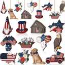 Karenhi 36 Pcs 4th of July Patriotic Ornaments Memorial Day Tree Decorations Red White Blue America Wooden Ornament Star Gnome Wood Cutout 250th Anniversary Decor for Tree Home Wreath Crafts(Vintage)