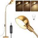 Ruiever Gold Floor Lamp with Flexible Gooseneck and Rotatable ShadeStanding Lamp Include Dimmer LED BulbIdeal Tall Lamp with Dimmer and Timer Switch for Reading,Bedside and Living Room (Gold)