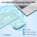 Wireless Keyboard and Mouse Combo, Full Size Silent Ergonomic Keyboard and Mouse, Long Battery Life, Optical Mouse, 2.4G Lag-Free Cordless Mice Keyboard for Computer, Mac, Laptop, PC, Windows(Green)