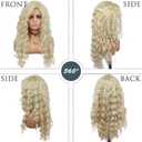 GNIMEGIL 26 Inch Long Blonde Curly Wigs for Women Golden Wig Wavy Synthetic Wig Heat Resistant Looking Natural Hair Halloween Costume for Girls Cosplay