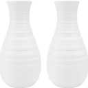 Yardwe 2Pcs Plastic Vases Unbreakable White Vase Ceramic Look Plastic Vase for Flowers Table Centerpieces Living Room Wedding Decor (2.7 x 8 Inch)